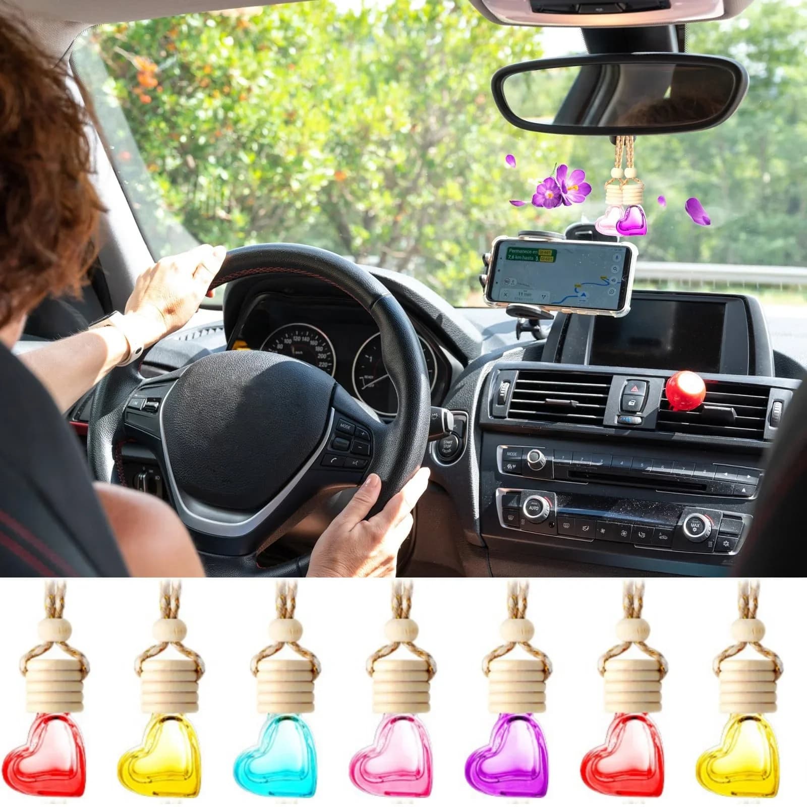 Car Perfume Bottle Ornament Hanging Empty Bottle Essential Oil Diffuser Fragrance Deodorant for Environments Perfume Car Interior Accessories