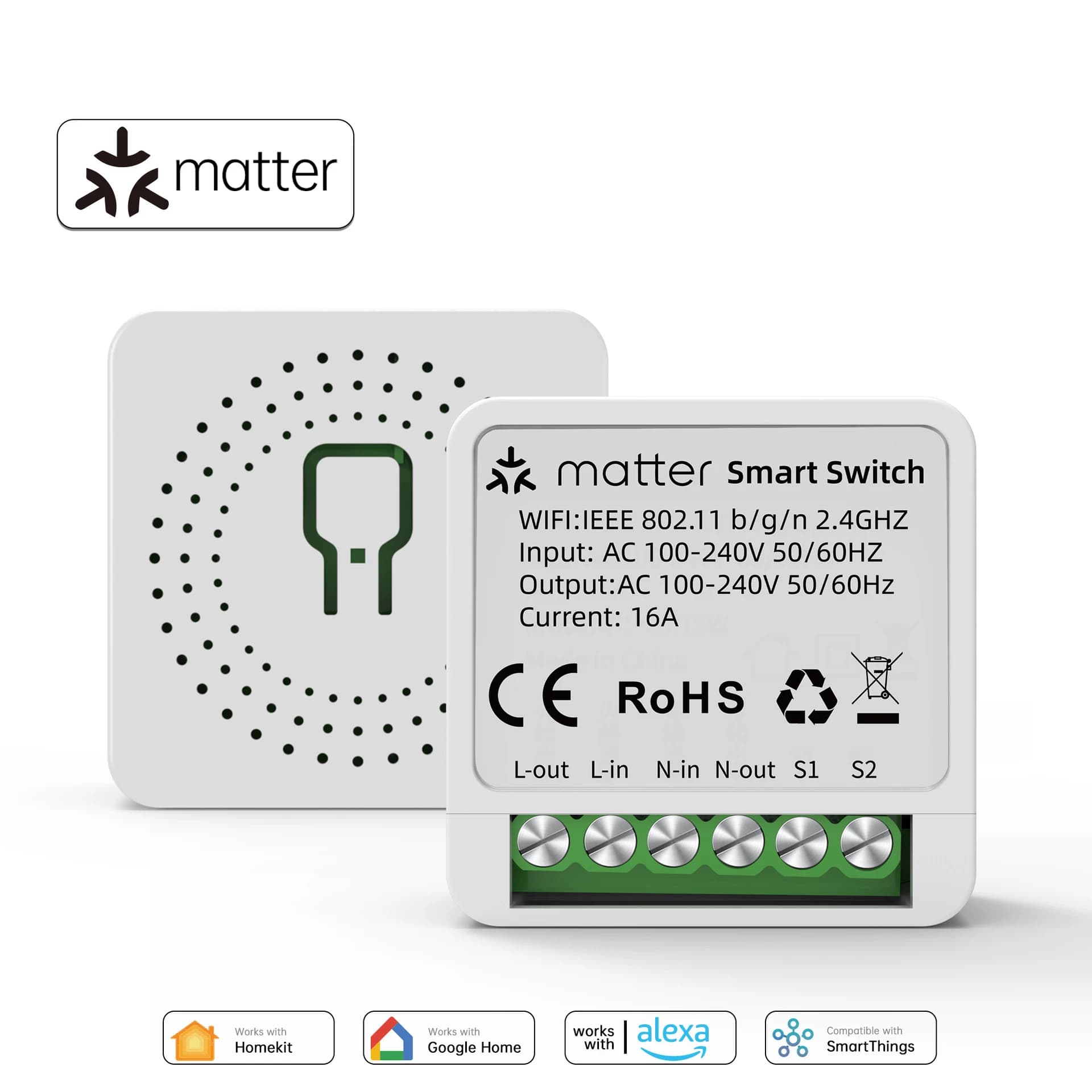 Automation Relay Module 1 CH Smart Breaker Matter WIFI Smart Switch Voice control Homekit Siri Alexa Google Home