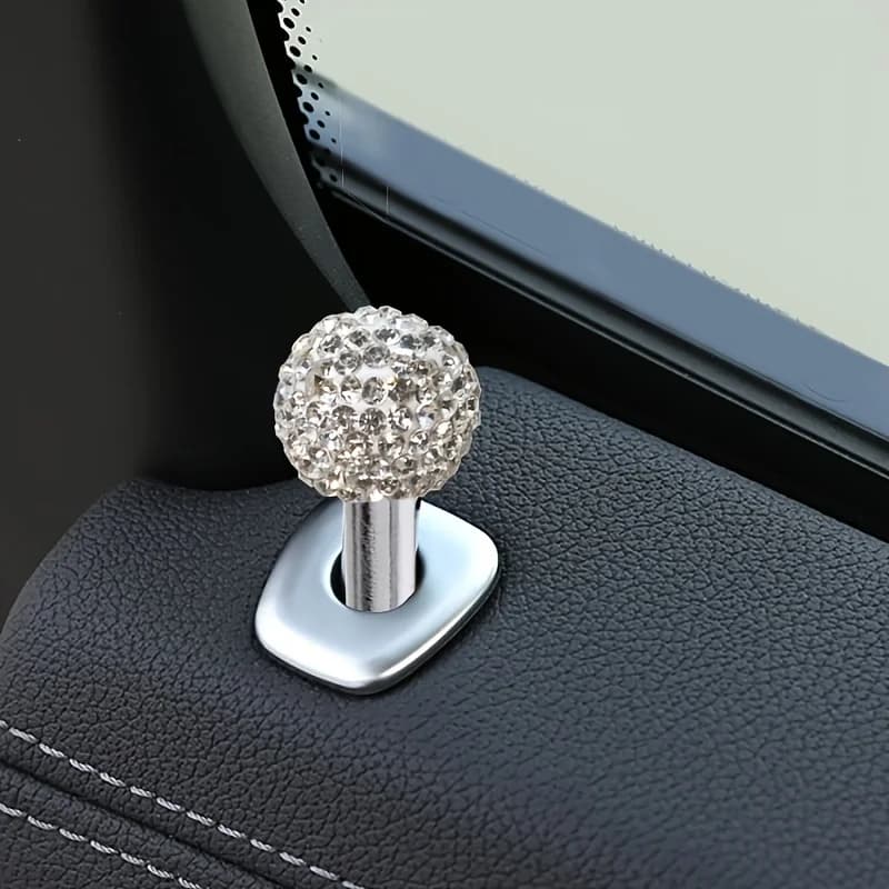 2Pcs Rhinestone Crystal Car Door Pin Lock Knob Pull Pins Aluminum Alloy Door Handle Security Door Latch Lock Pin Car Accessories