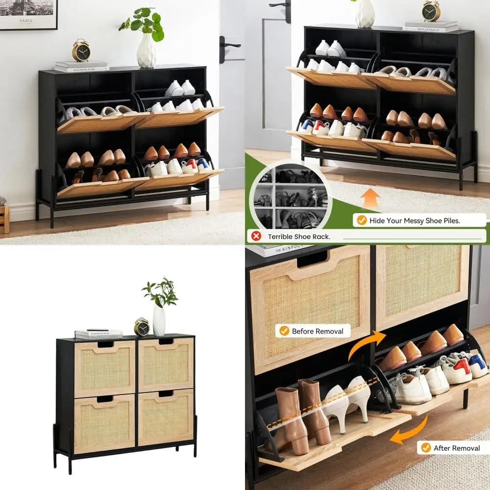 Scarpiera with tilt door and adjustable shelves, modern organizer for shoes and footwear of various kinds, elegant storage solution