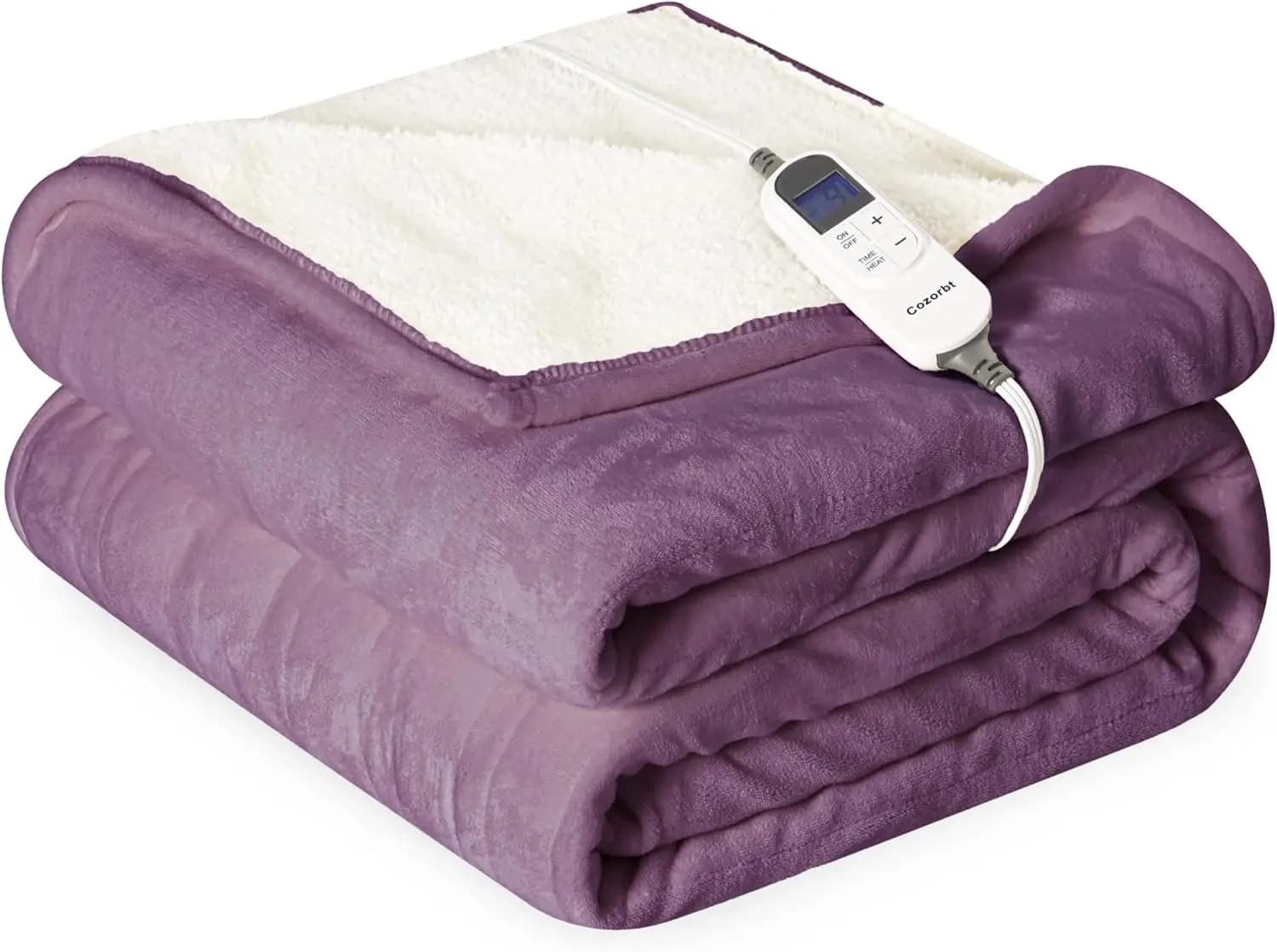 Coperta elettrica doppia misura 62x84 pollici, flanella reversibile e Sherpa con 10 impostazioni di calore, timer da 12 ore, spegnimento automatico