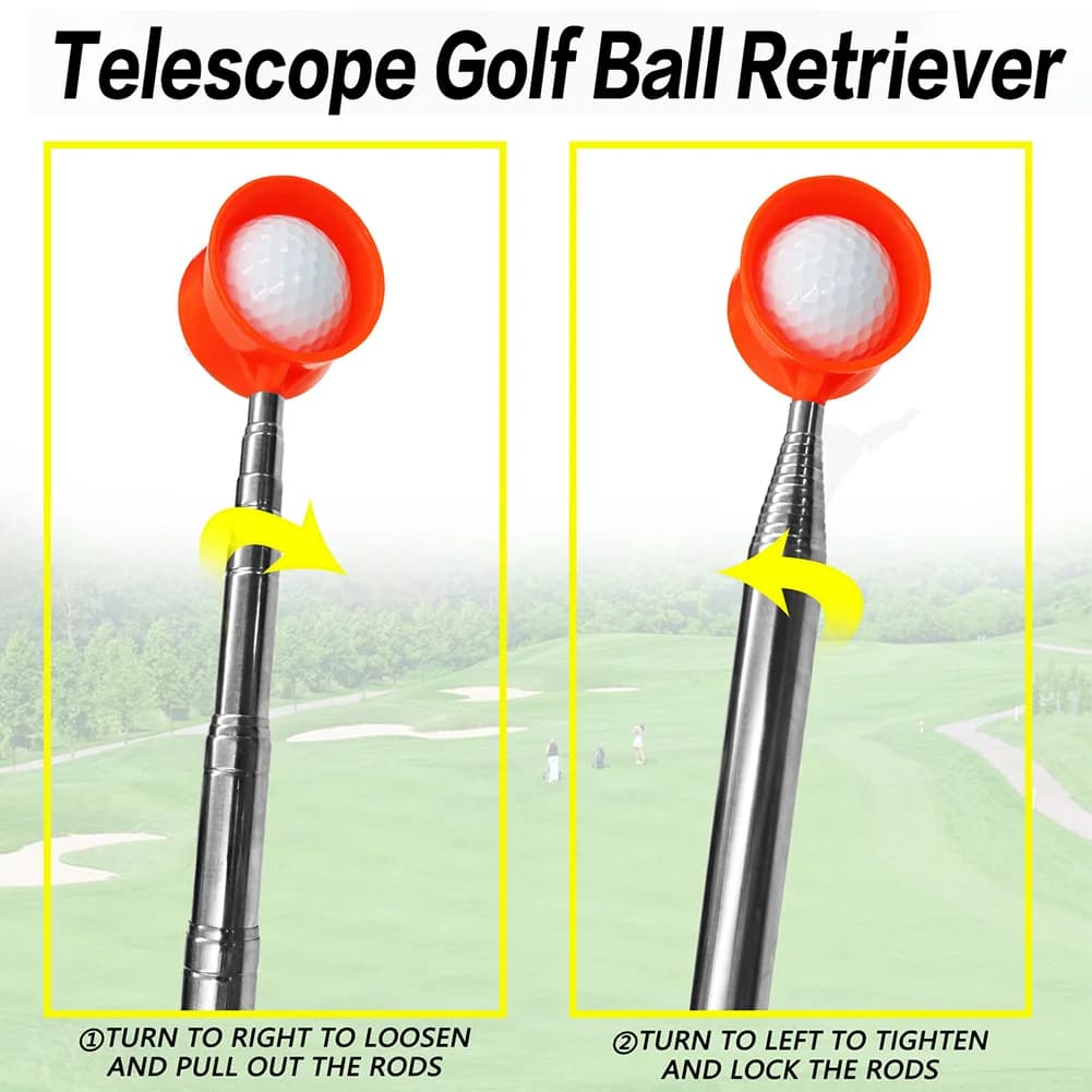 Raccoglitore di palline da golf da 9 piedi/12 piedi Manico telescopico confortevole Pickup di palline da golf Accessori da golf portatili in acciaio inossidabile