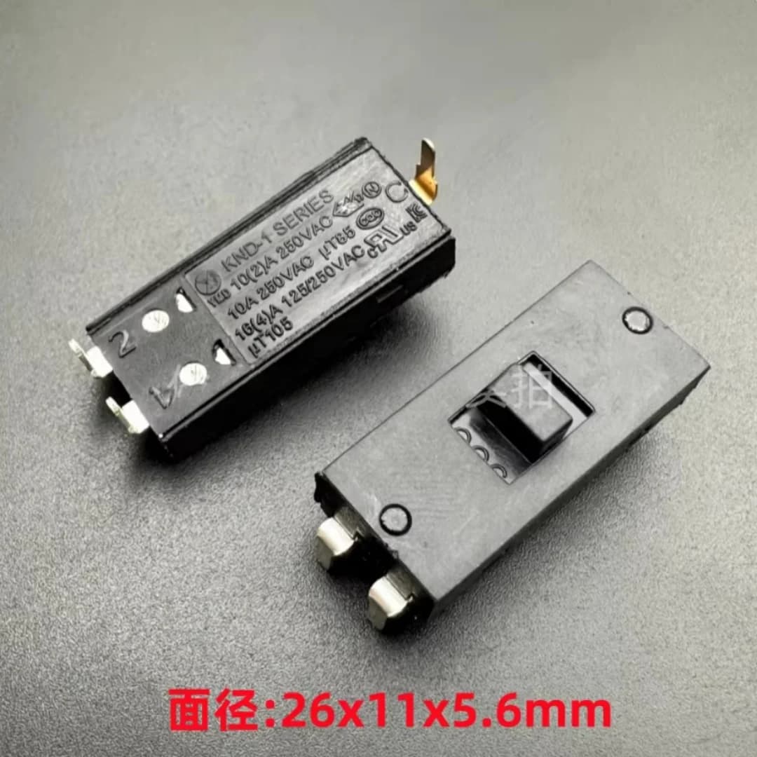 YMD KND-1 3-pin vertical lever switch and 2 positions for hairdryer, 10A curling plate sliding switch