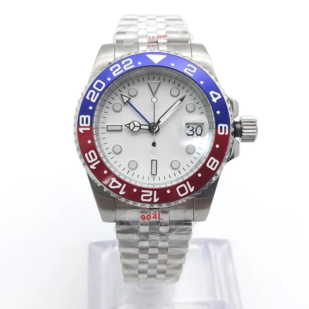Men's Automatic Mechanical Watch 40MM NH34A 40mm Case Luminous Sapphire Glass Stainless Steel Strap Automatic Watch GMT