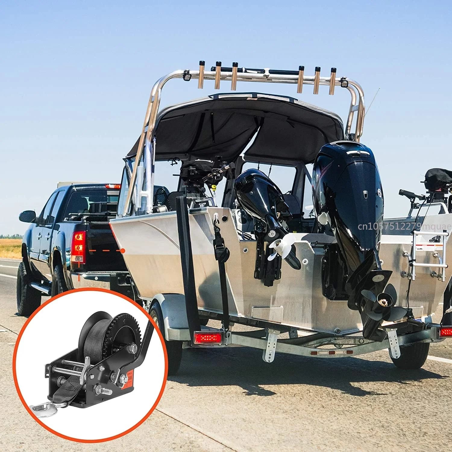 1600Lbs Manual Heavy Duty Boat Trailer Winch Hand Crank Marine Towing Rope Winch