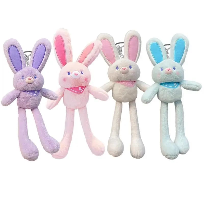 Tirare il cestino del coniglio Stuffers Portachiavi di coniglio Pull Up Coniglio Peluche Morbido Peluche Giocattoli Alleviare lo stress Coniglio Giocattolo Compleanno