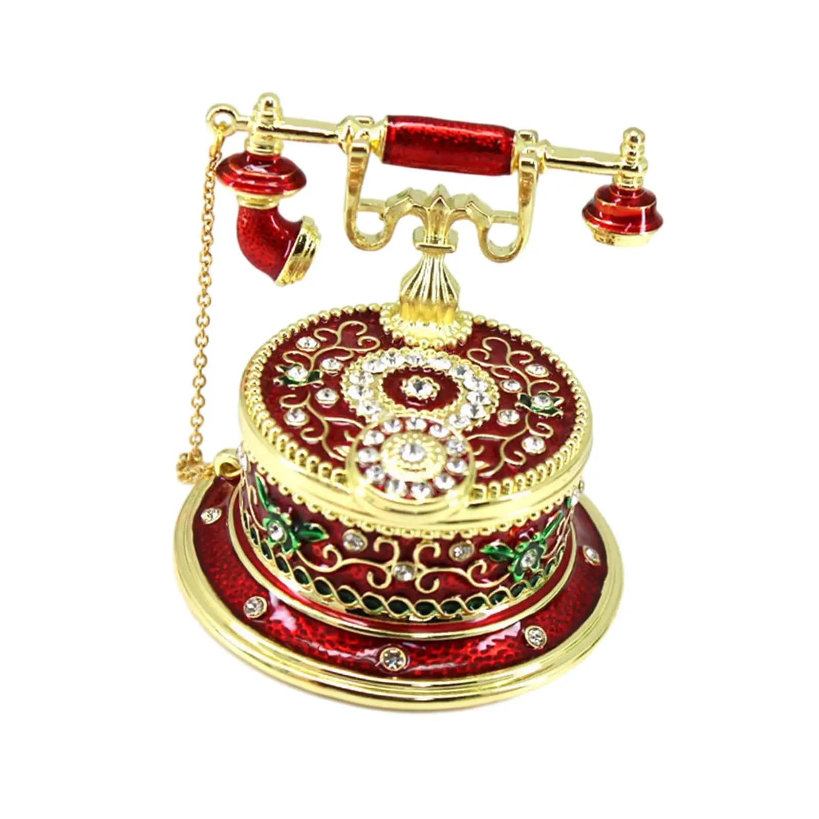 Enameled Jewelry Box Hinged Red Unique Gift Decorative Jewelry Organizer Box for Rings Bracelet Necklace Earrings Storage Box
