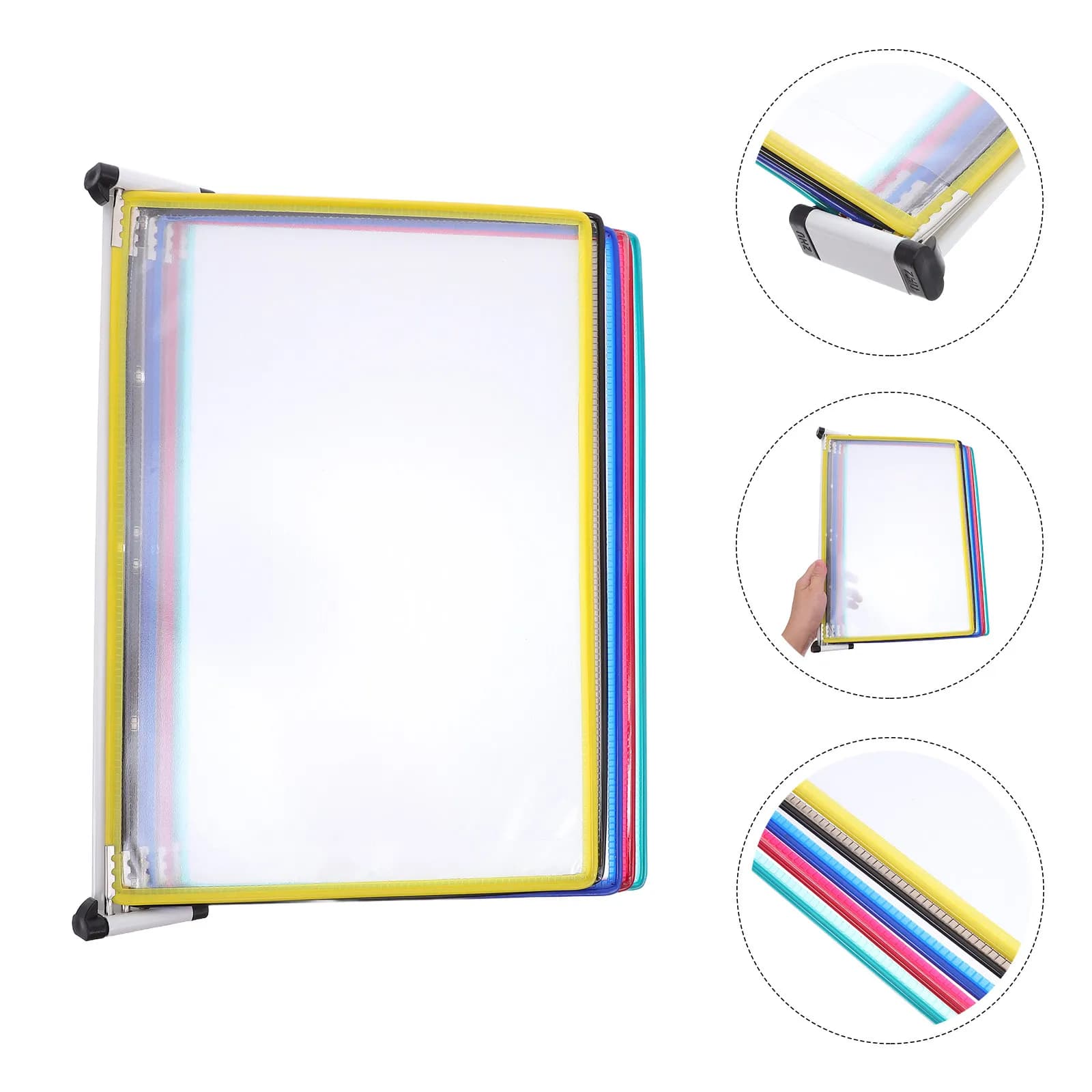 Wall Mounted File Folder Organizer A4 5 Panel Hanging Document Display Rack Firm Iron PVC Build Easy Installation Office Binder