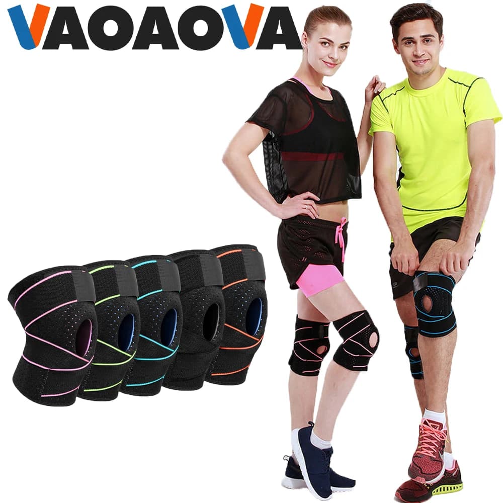 Ginocchiera con Stabilizzatori Laterali e Cuscinetti in Gel per Uomo e Donna, per Dolori al Ginocchio, Corsa, Basket, Jogging, Pallavolo, Tennis