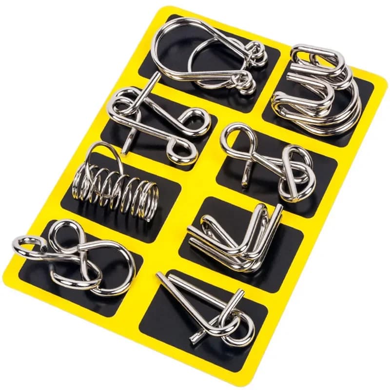 8 pz/set metallo Montessori Wire Puzzle IQ Mind rompicapo Puzzle gioco per bambini bambini adulti giocattoli educativi antistress