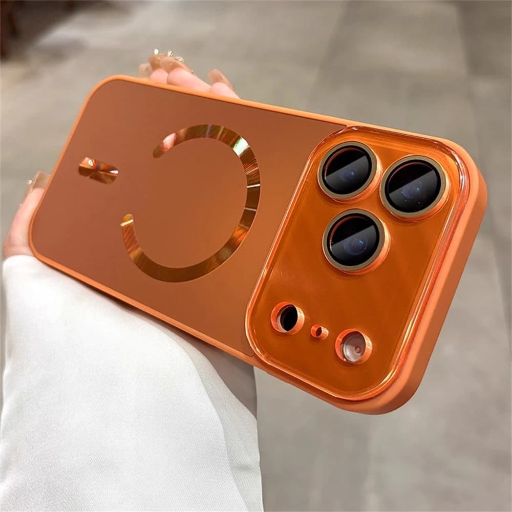 Custodia magnetica per pellicola protettiva per lenti in vetro opaco laser per iPhone 17 Air 16 15 14 13 Pro Max Custodia abbagliante per ricarica wireless Funda