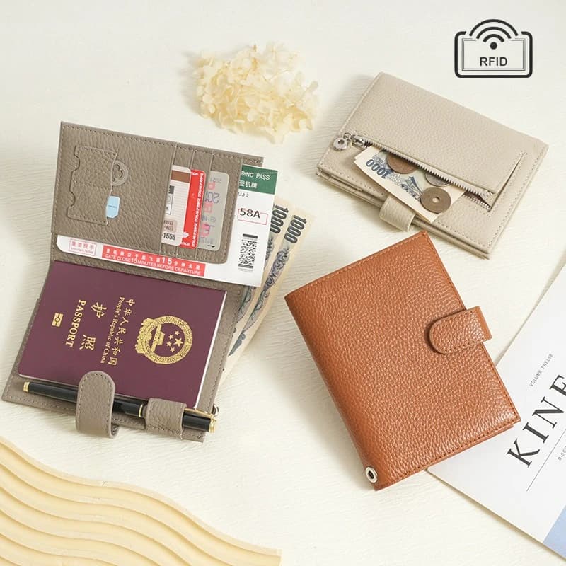 Portafoglio per passaporto in pelle pieno fiore Sottile con blocco RFID Organizzatore da viaggio Portafoglio per passaporto per viaggiatori multifunzionale per donna