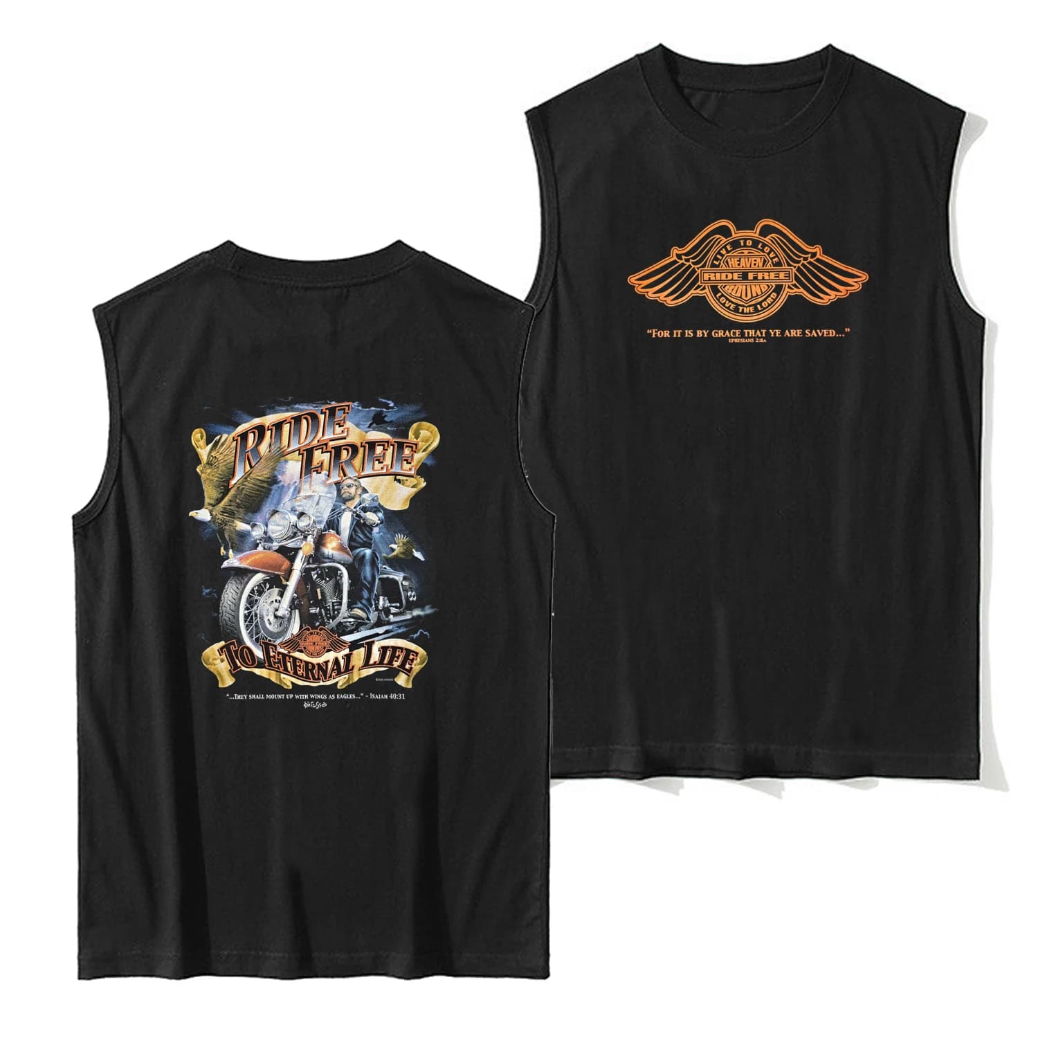 Ride Free To Eternal Life Jesus Christian Rider Motorcyclist Tank Top 100% Cotton O-Neck Casual Mens Vests Sleeveless Tee Shirt