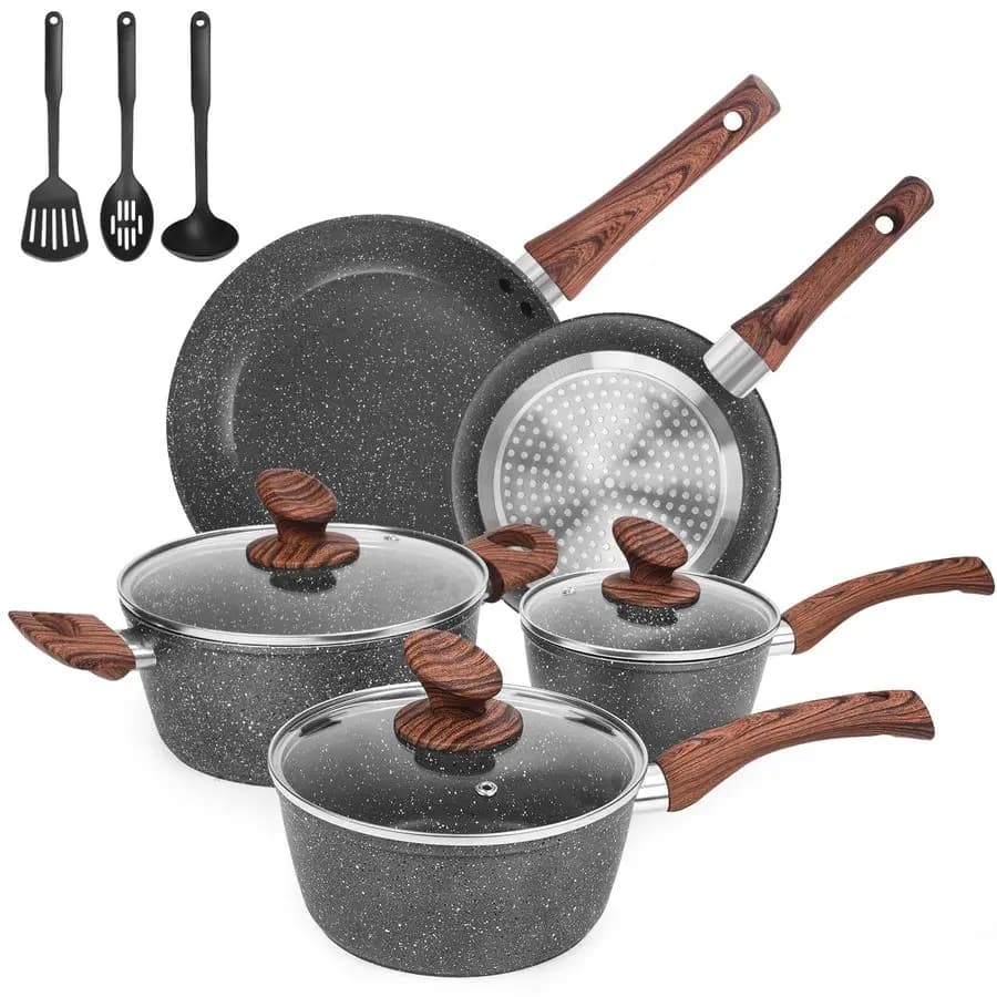 Set of pots and non-stick pans, 11-piece die casting pots set, non-stick kitchen set with pans and pots,