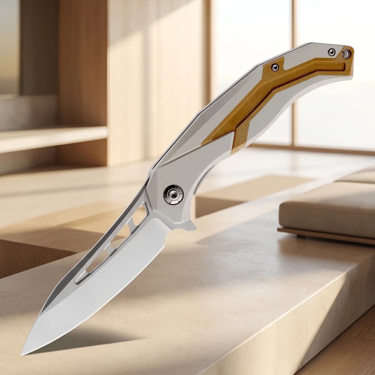 Coltello Multifunzione Nero con Impugnatura Antiscivolo G10 Portatile per Campeggio, Escursionismo, Arrampicata - Confezione Regalo Premium Inclusa