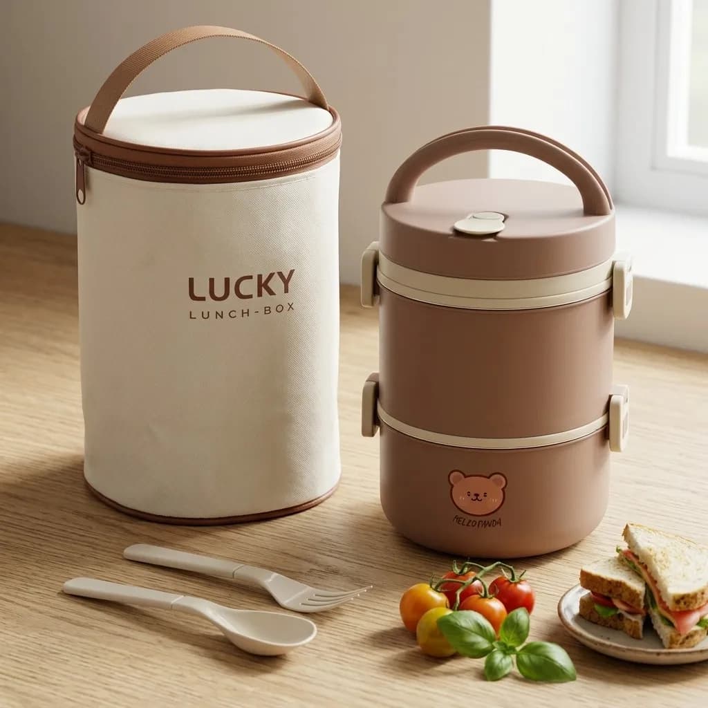 Microwavable 304 Stainless Steel Lunch Box Leakproof Thermal Bento Box Kids Adults Portable Food Storage Container 2/3 Tier Set