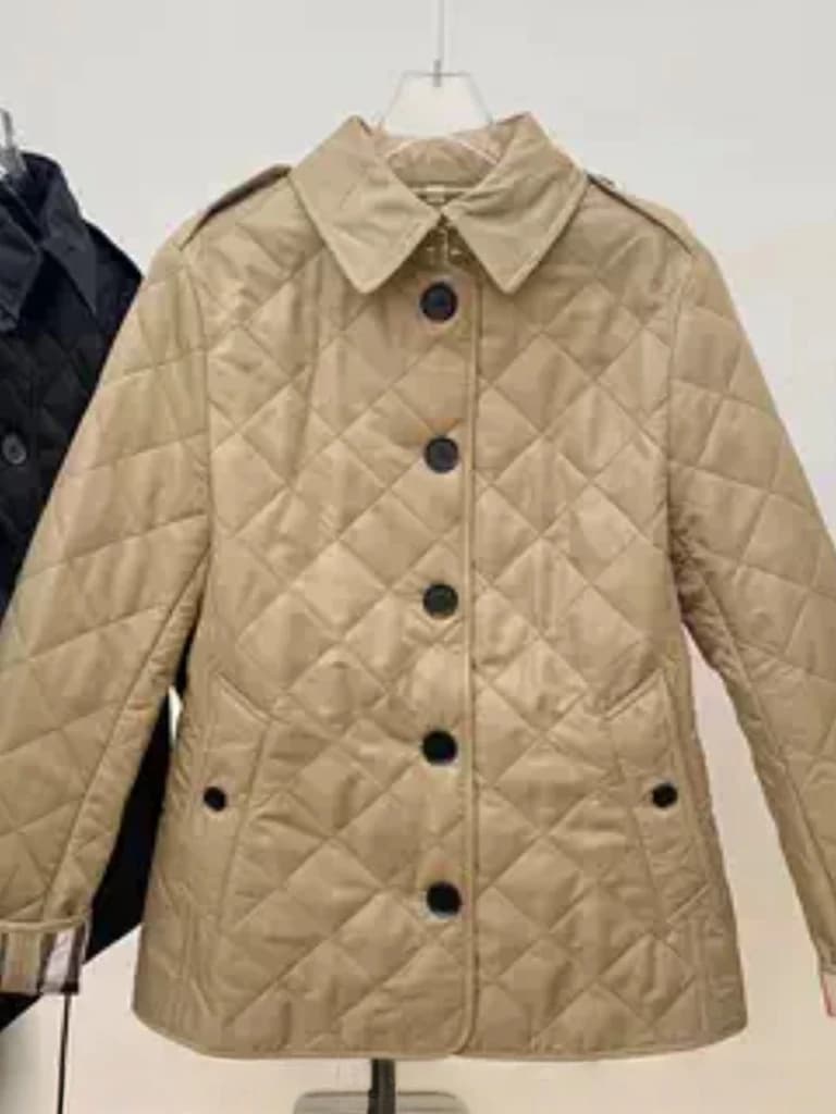 Classic Short Cotton Jacket Women's Retro Diamond Pattern Slim Fit B Home Style British Old Money Style Spring Autumn Outerwear