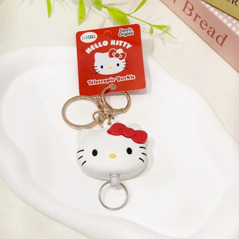 Portachiavi Sanrio 3D Hello Kitty Kuromi My Melody, Ciondolo a Forma di Testa di Cartone Animato Kawaii, Fibbia Facile da Aprire, Regolabile, Antifurto