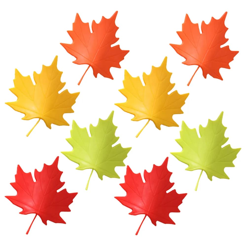 Set di 8 Fermaporta a Forma di Foglia, Design Acero, Protezione Antipizzicamento per Bambini, Decorativo, Anti-Collisione per Casa e Ufficio