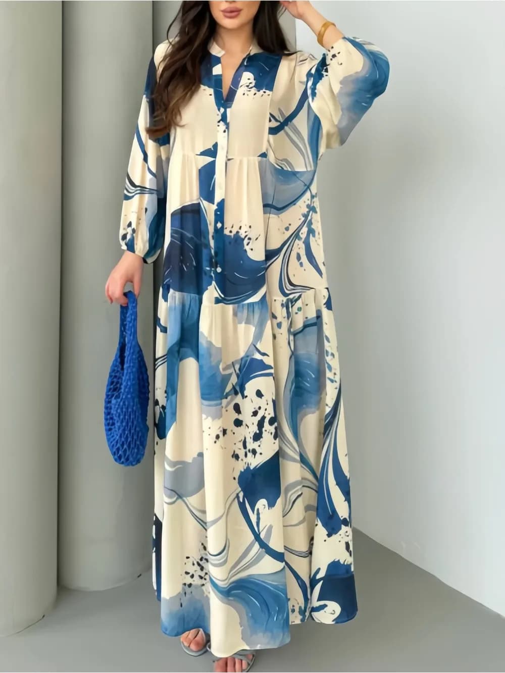 Eid Abito da donna Abaya Musulmano Allentato Button Up Dubai Abiti Largos Abiti lunghi Caftano Arabo Robe Party Caftano Jalabiya Ramadan