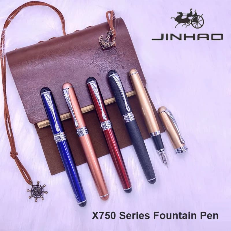 Jinhao Fountain Pen X750 High-grade Exquisite Style 18KGP Nib Calligraphy Pen Student Teacher Artwork Signature Write Stationery
