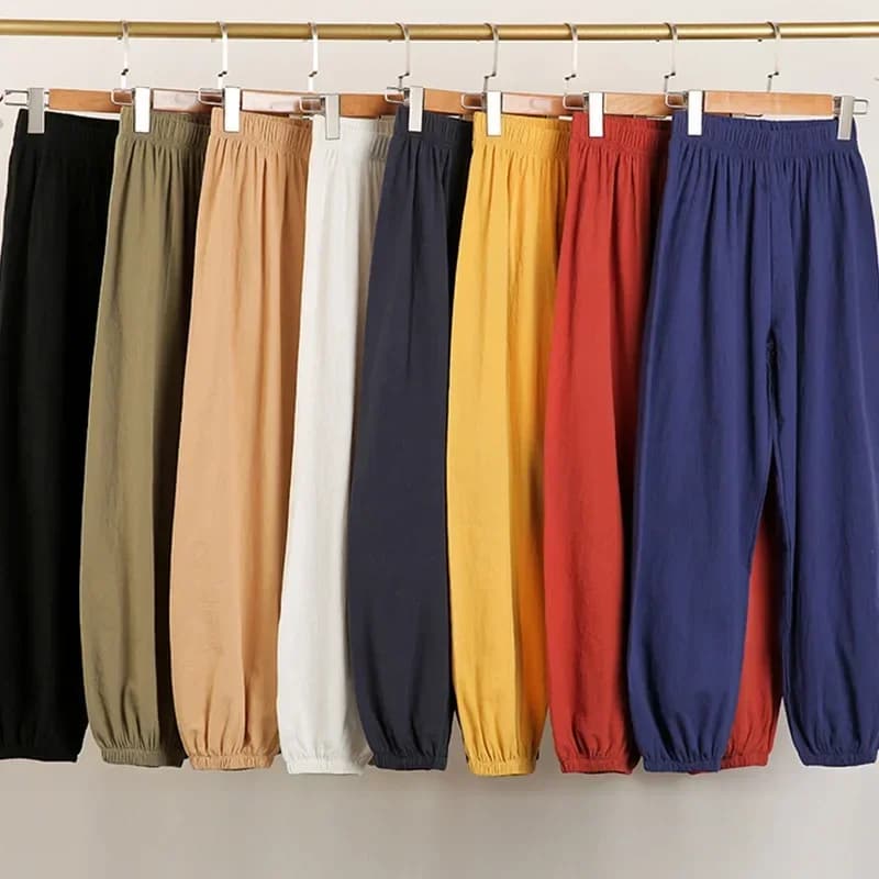 Cotton Linen Lantern Pants Women Summer Loose High Waisted Linen Nine Part Ankle Pants Casual Thin Haren Pants Pajama Pants