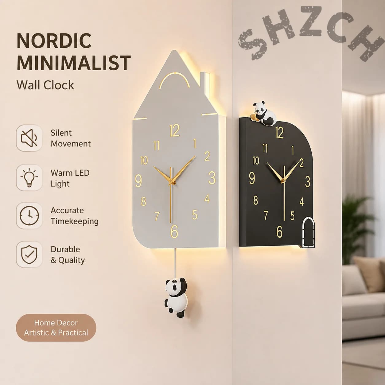 Double-Sided Silent Wall Clock for Corner Placement – Modern Decorative Timepiece for Hall, Home, or Restaurant