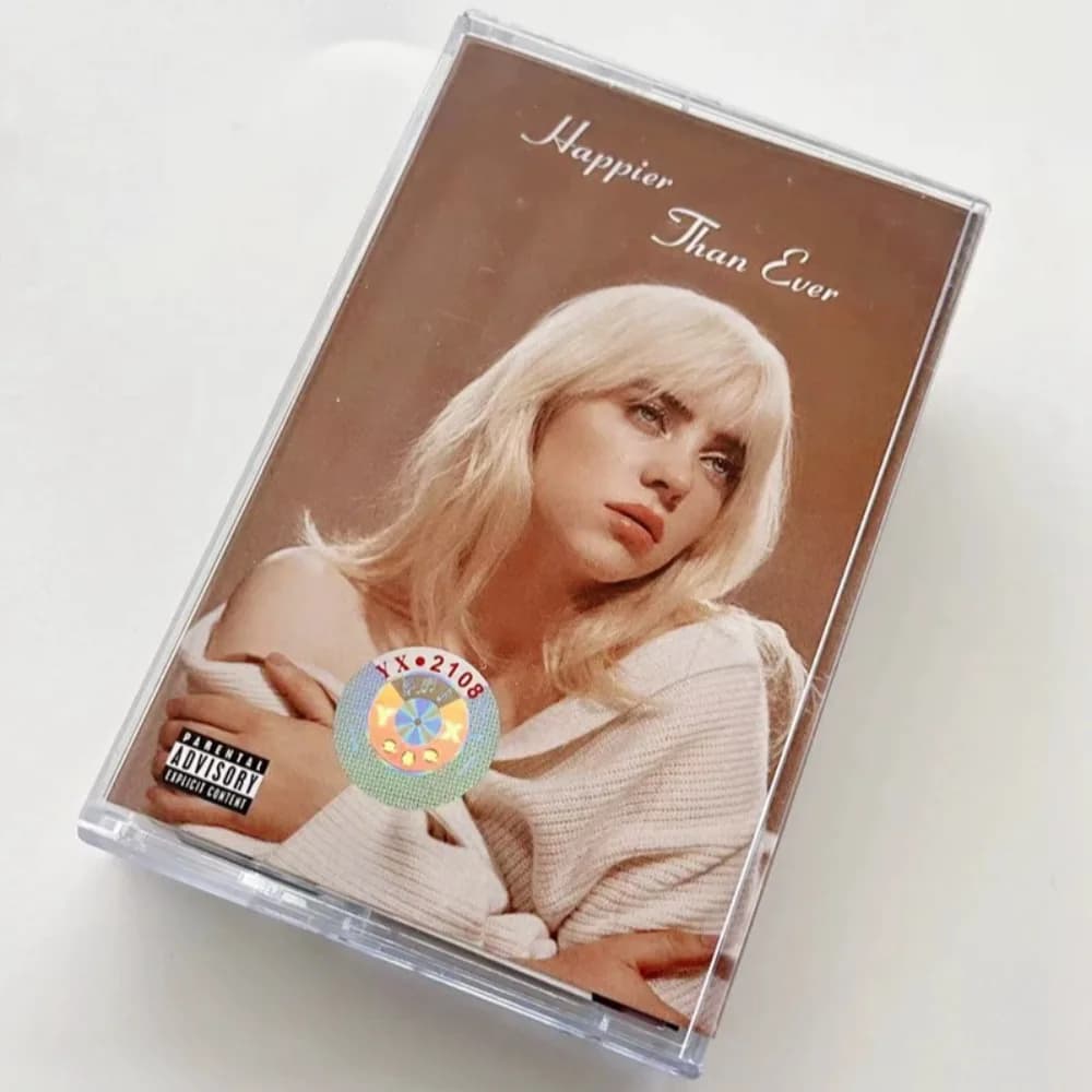 Billie Eilish Happier Than Ever - Cassetta Audio Pop Alternativa con Libro di Testi - Vintage, Sigillata, da Collezione