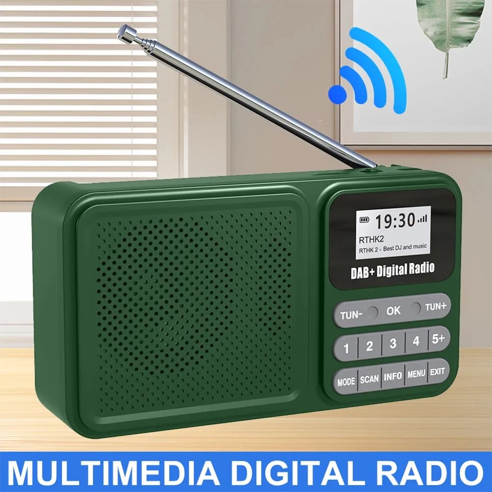 Radio digitale portatile DAB+ compatibile con Bluetooth, alimentata a energia solare/ricevitore radio di emergenza ricaricabile, display LCD, altoparlante wireless