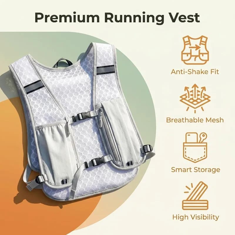 Hydration Water Chest Pack Lightweight Running Vest Outdoor Running Water Bottle Storage Vest Reflective with Phone Holder Vest