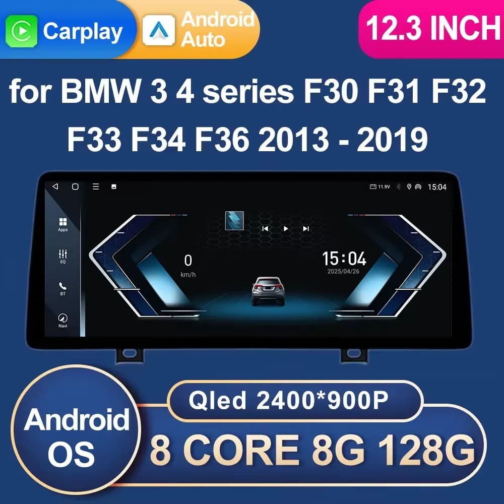 Android 15 Carplay per BMW Serie 3/4 F30 F31 F32 F33 F34 F36 2013 - 2019 Sistema NBT/EVO Lettore Multimediale Video per Auto WiFi GPS