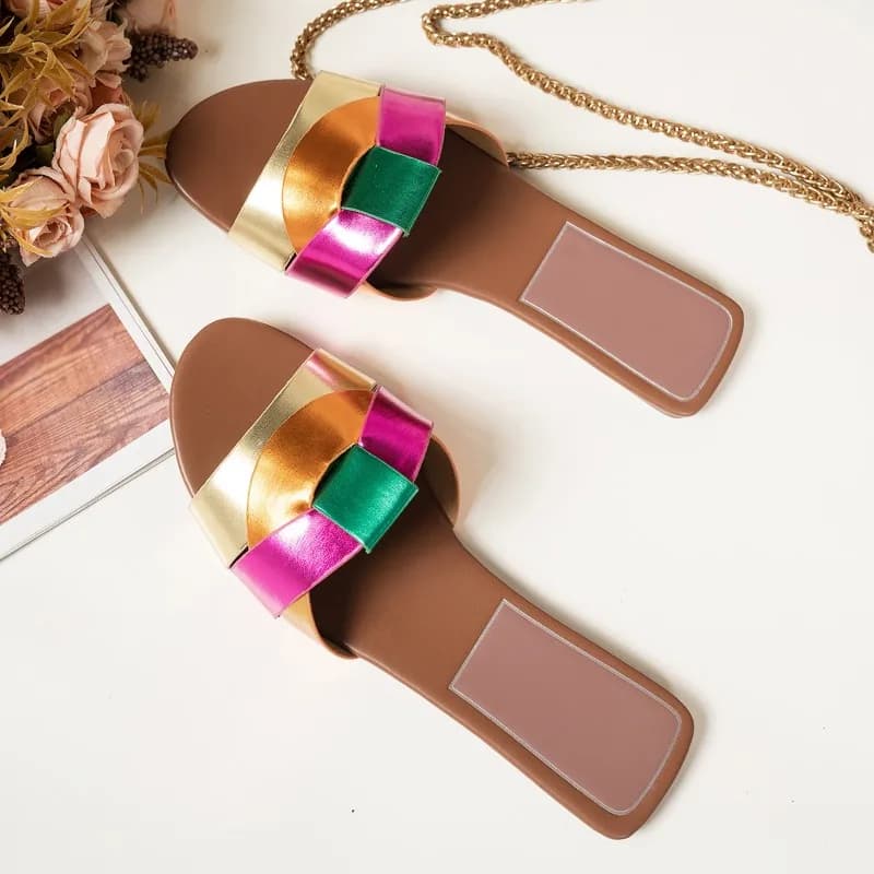 Ciabatte piatte da donna, nuove, estive, casual, da spiaggia, sandali colorati con cinturino incrociato, scarpe comode da donna, infradito alla moda