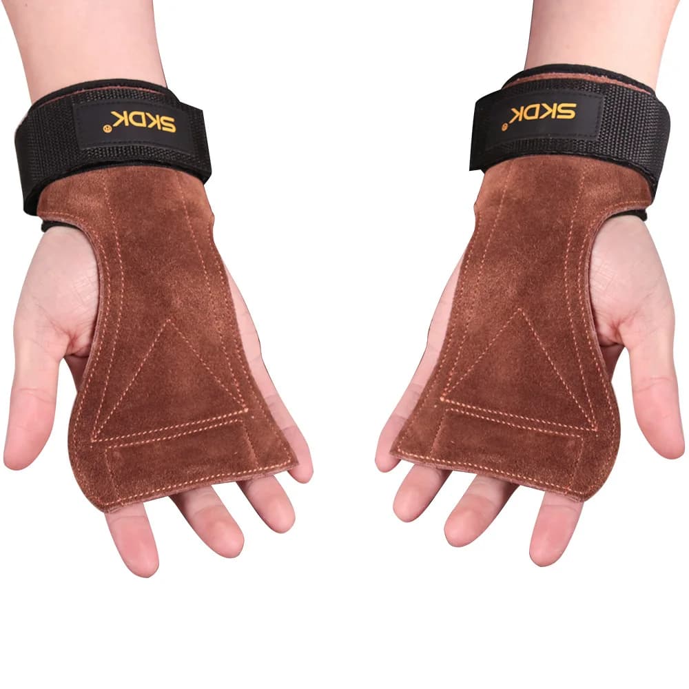 Vacchetta Leather Gym Gloves, Anti-slip Protections for Palm, for Gymnastics, Tractions, Horizontal Bar and Pesi Lift