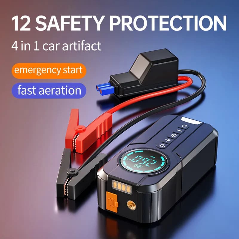 Avviatore di Emergenza per Auto Professionale Tutto in Uno con Power Bank Portatile - Avviatore d'Emergenza per Auto con Pompa di Gonfiaggio da 150 PSI
