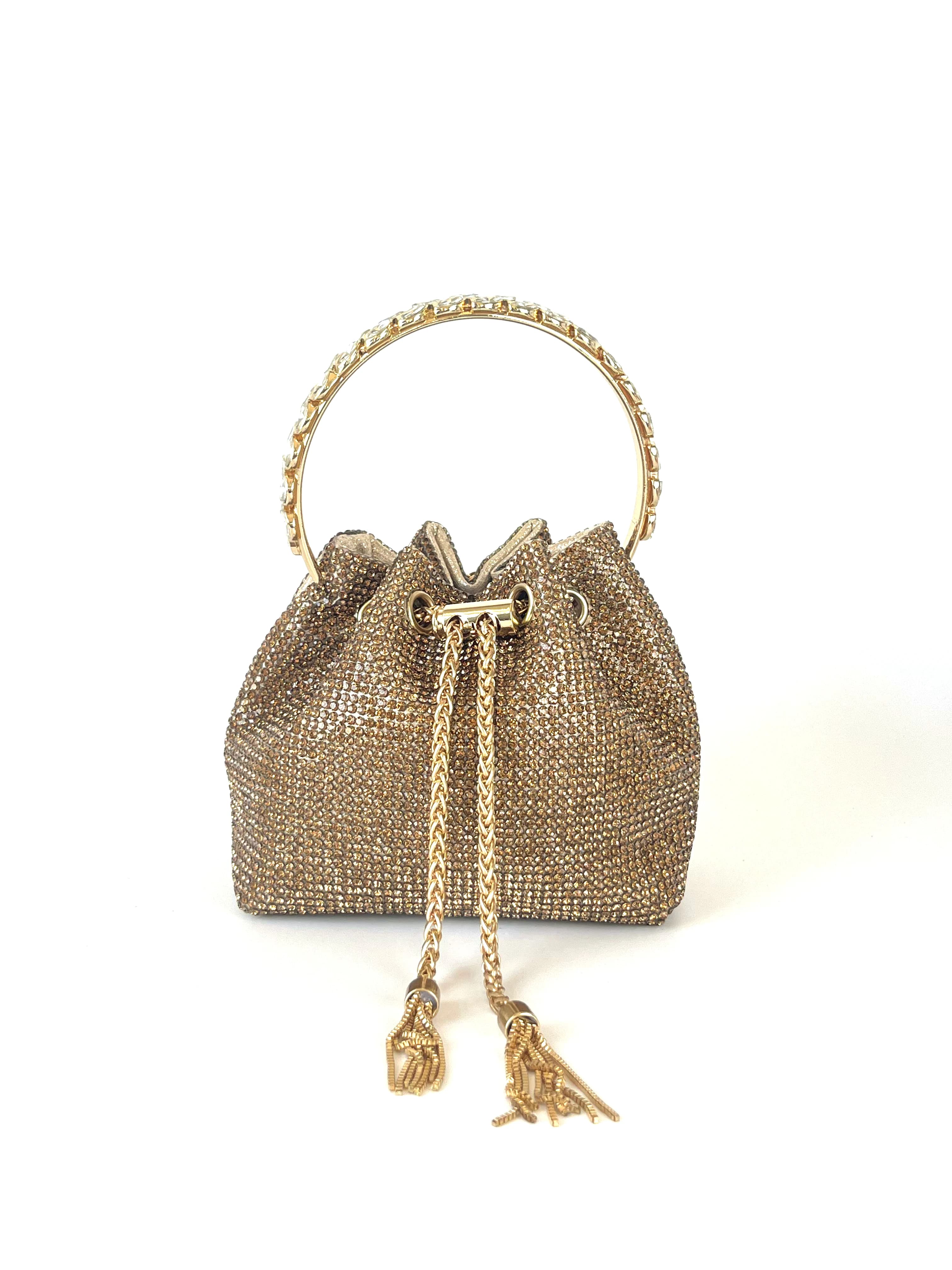 Borsa da pranzo con manico Pochette da sera con strass brillanti Borsa da cerimonia per feste scintillante, elegante e squisita