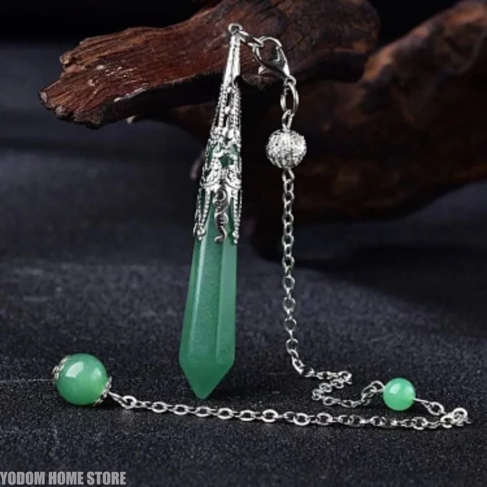 Natural Stone Crystal Pendulum Reiki Divination Amethyst Black Obsidian Healing Point Quartz Spiritual Pendant