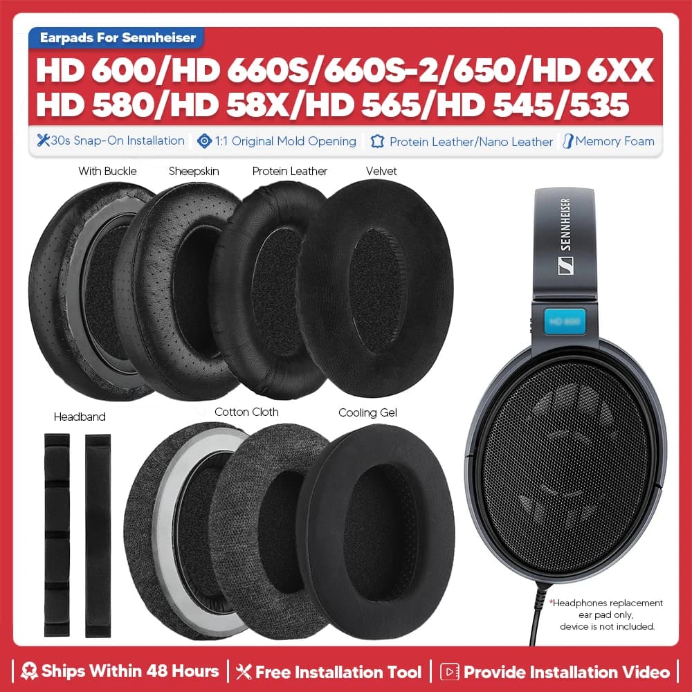 Cuscinetti auricolari di ricambio per Sennheiser HD 600 660S 650 6XX 580 58X 565 545 535 Accessori per cuffie Cuscino auricolare Copertura in memory foam