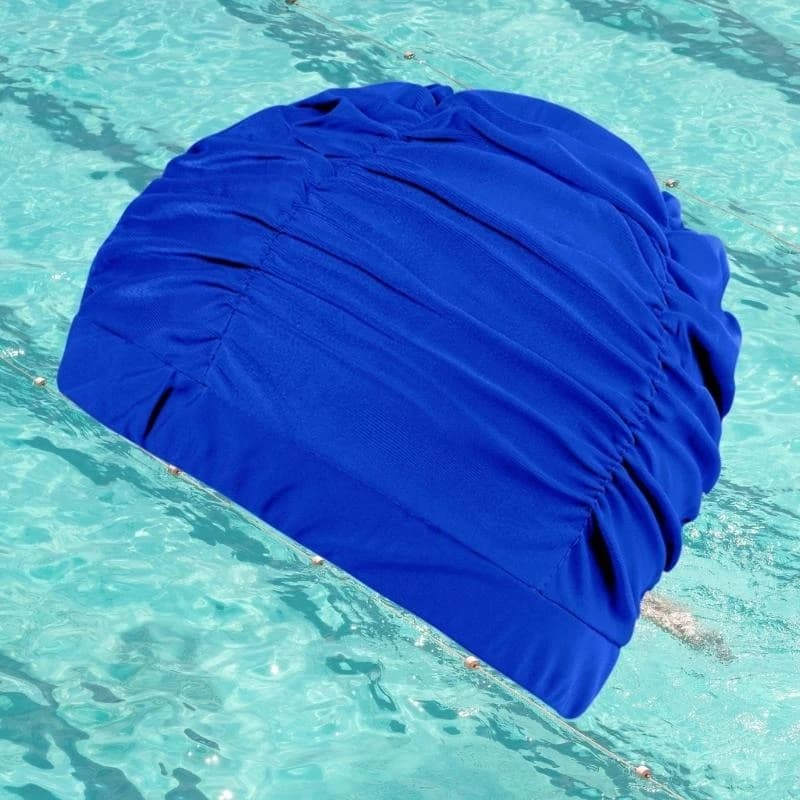 340F Fabric Swim Caps Pleated Swimming Caps for Women Short/Long Hair Swim Caps Bathing Caps Elastic Comfort Swimming Caps