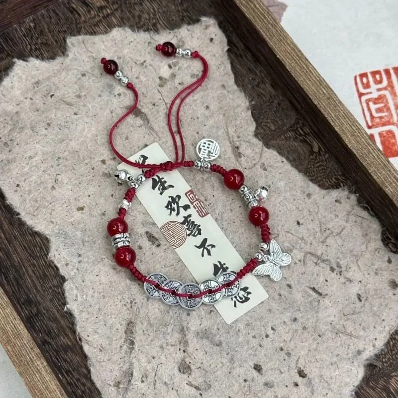 Miaojiang 5 Qian Di Hand-woven Bracelet Niche Design High-value Light Luxury Tibetan Style with Bell Tanabata Ceremony Retro