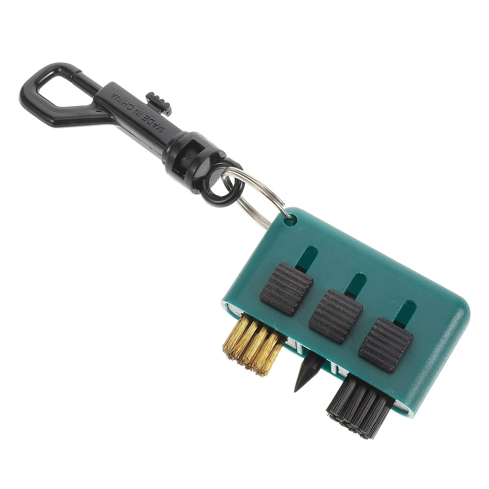 Spazzola per la Pulizia delle Mazze da Golf 3-in-1 Multifunzione con Setole in Rame, Clip per Sacca, Pulitore Portatile Professionale per Testa della Mazza e Scanalature