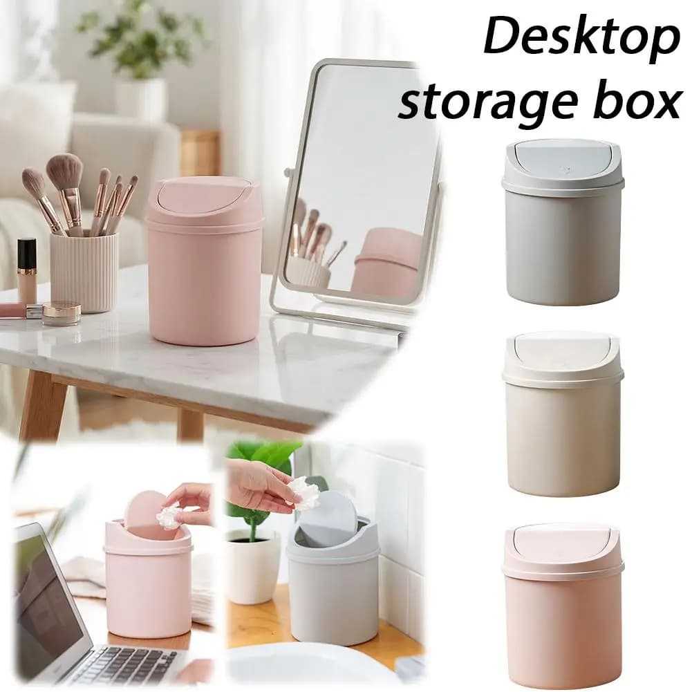 1/3pcs Mini Desktop Trash Can with Lid Cylindrical Tabletop Waste Bin Easy To Clean Screw-Off Cap for Office and Coffee Bar Gift