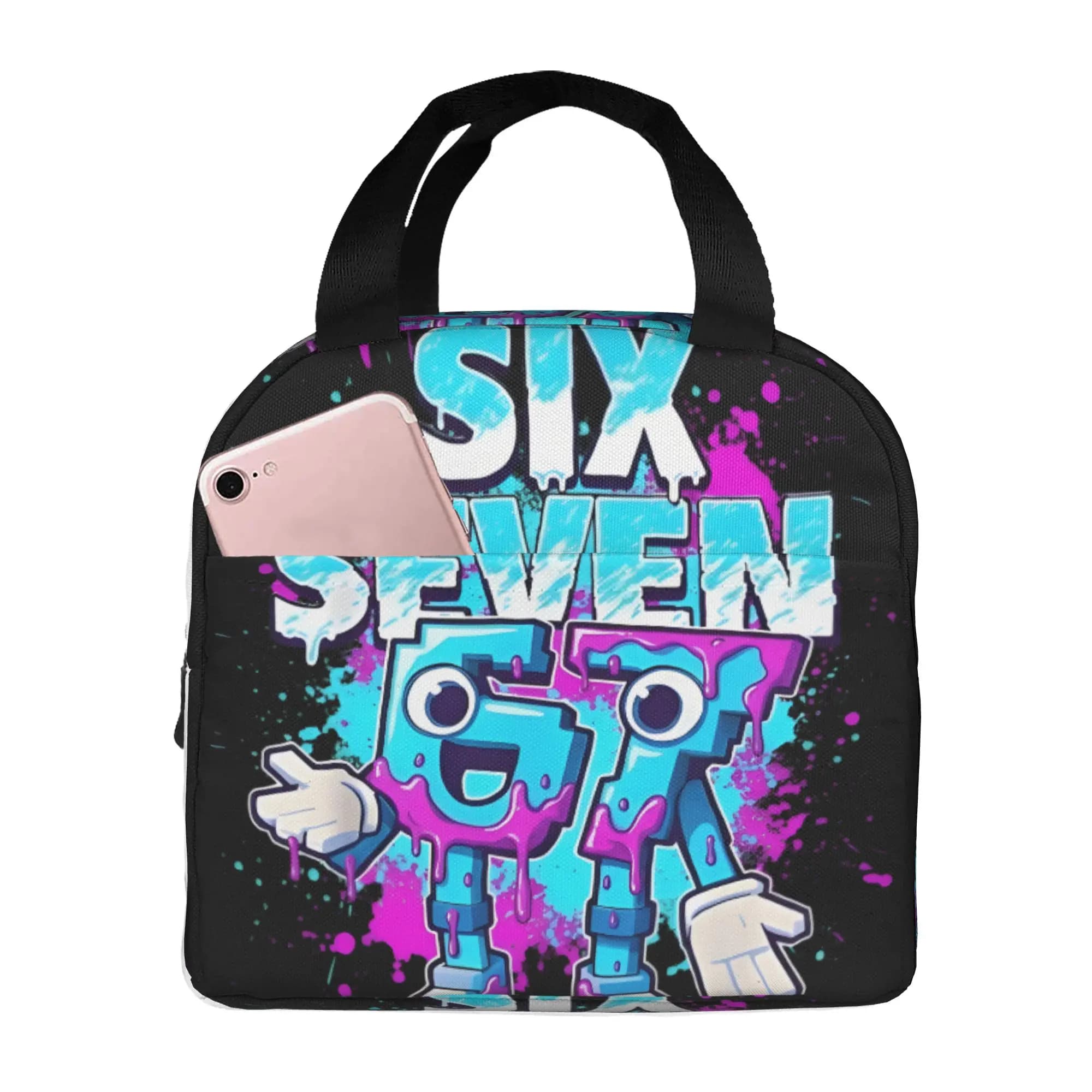 Six Seven 67 Thermal Insulated Lunch Bag Women Anime Italian Brainrot Resuable Lunch Container Picnic Multifunction Food Box