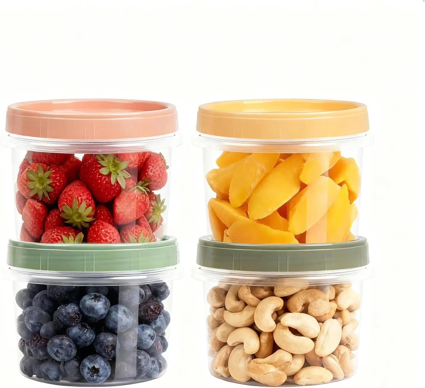 8 Oz Small Food Containers with Lids, 4 Pack, 1-Cup Reusable Snack Containers with Screw Top for Food Small Portions Meal Prep F