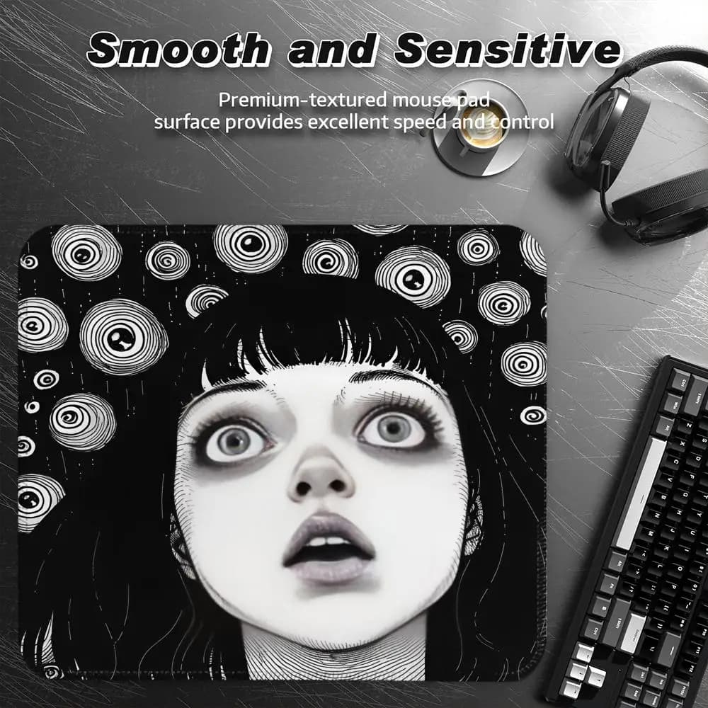 Junji Ito Mouse Pad Accessori per ufficio Gaming Piccolo tappetino per mouse Tappetino da scrivania Tappetino per ufficio Tappetini per giocatori Anime Gadget Computer Mause