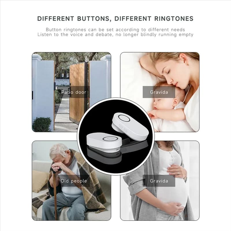 AS95-New Campanello esterno wireless Campanello per casa intelligente 60 suonerie Volume forte Benvenuto domestico Impermeabile Nessun cablaggio EU-PLUG