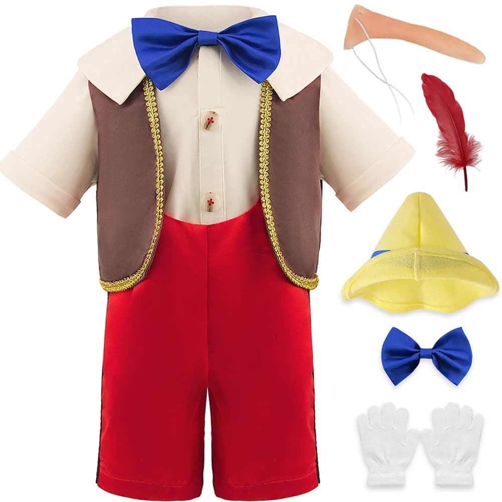 Boys' puppet costume Cosplay Fabulous character Boy's Costumes Long nose boy Dress up Carnival Halloween cosplay costume