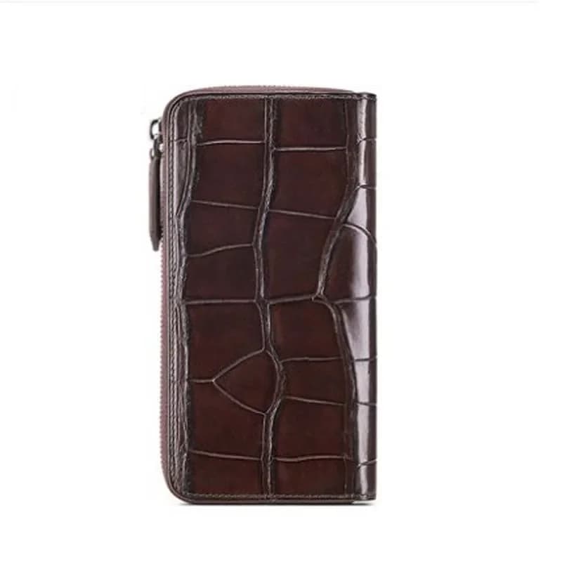 Gete nuovo portafoglio da uomo in coccodrillo portafoglio da uomo con cerniera lunga pochette portafoglio da lavoro multi-carta
