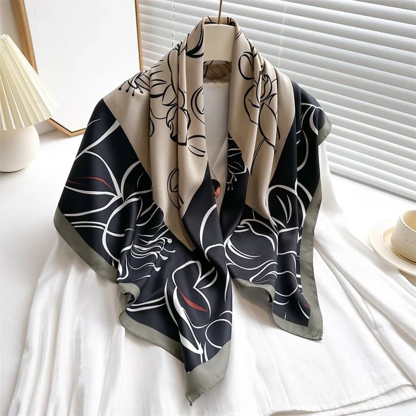 Nuova Sciarpa di Lusso alla Moda 2026, 90*90CM, Foulard Quadrato in Raso Twill per Donna, Elegante Sciarpa da Testa, Protezione Solare da Spiaggia, Bandana