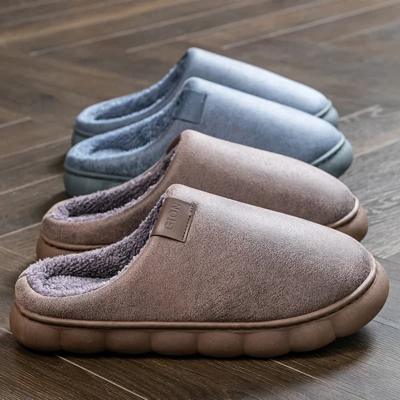 Pantofole in cotone borsa invernale da donna con isolamento domestico interno e scarpe in cotone con suola spessa e peluche stile uomo