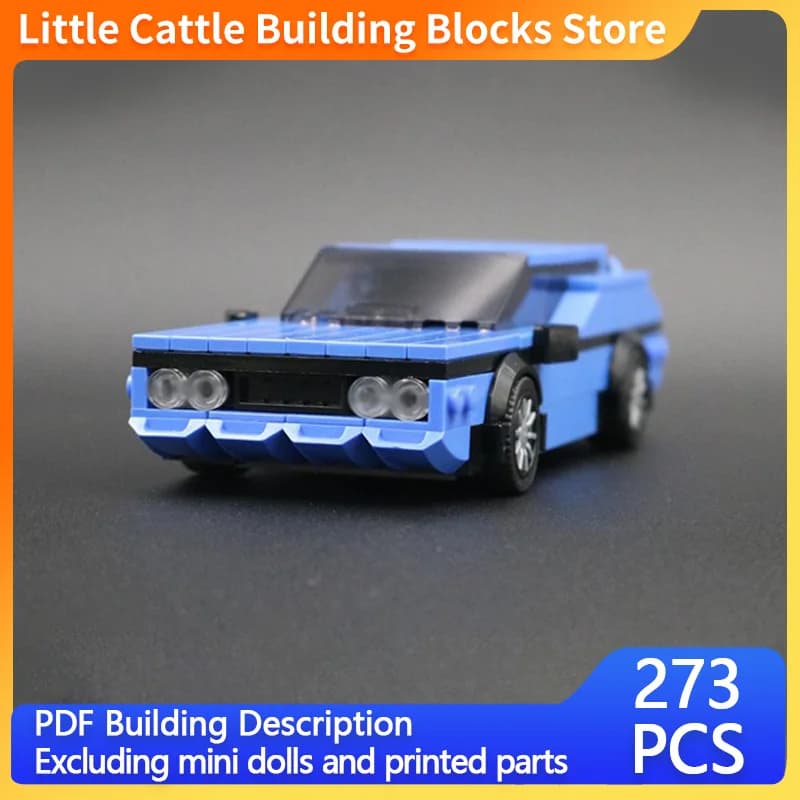City Car Model MOC Building Bricks Blue-Violet Retro Vehicle Modular Technology Children Holiday Gifts Assemble Toys Suit